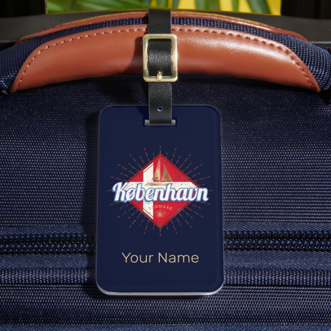 Kopenhagen Hauptstadt Dänemark Retro Segelschiff Gepäckanhänger (Vorderseite Insitu 2)