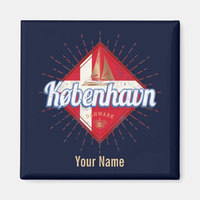 Kopenhagen Hauptstadt Dänemark Retro Segelschiff Magnet (Vorne)
