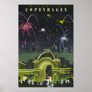 Kopenhagen Malerei Dänemark Reiseplakat Dänisch A Poster