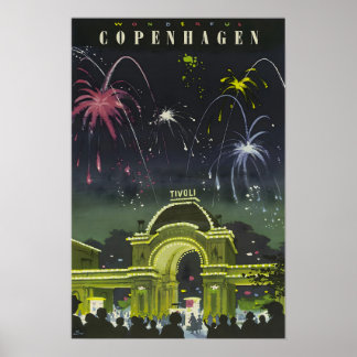 Kopenhagen Malerei Dänemark Reiseplakat Dänisch A Poster