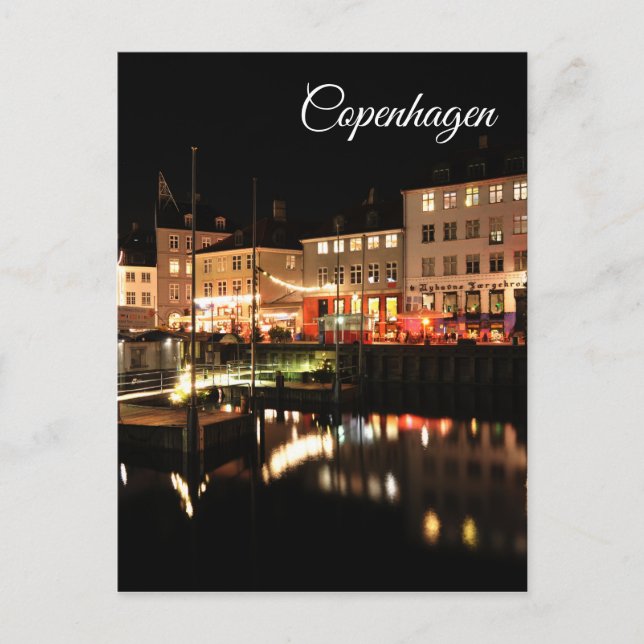 Kopenhagen nachts postkarte (Vorderseite)