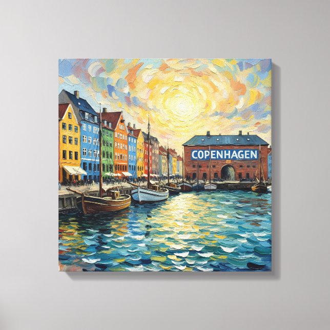 Kopenhagen Nyhavn Hafen Leinwandkunst Leinwanddruck (Vorderseite)
