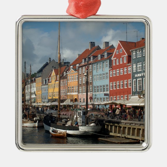 Kopenhagen Nyhavn Silbernes Ornament (Vorne)