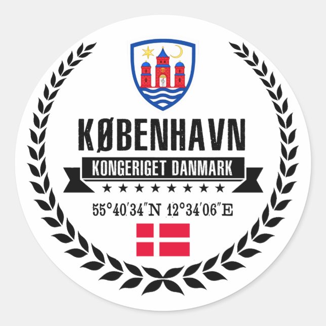 Kopenhagen Runder Aufkleber (Vorderseite)