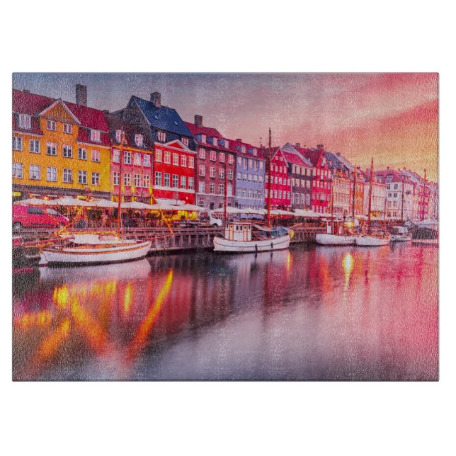 Kopenhagen Sonnenaufgang Nyhavn, Dänemark Schneidebrett (Vorderseite)