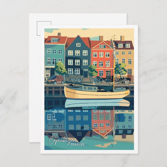 Kopenhagen Stadt Dänemark Vintage Travel Postkarte (Vorne/Hinten)