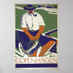 Kopenhagener Fischer Vintage-Reiseposter Dänemark Poster