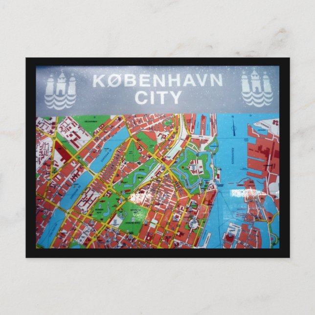Kopenhagener Landkarte Postkarte (Vorderseite)