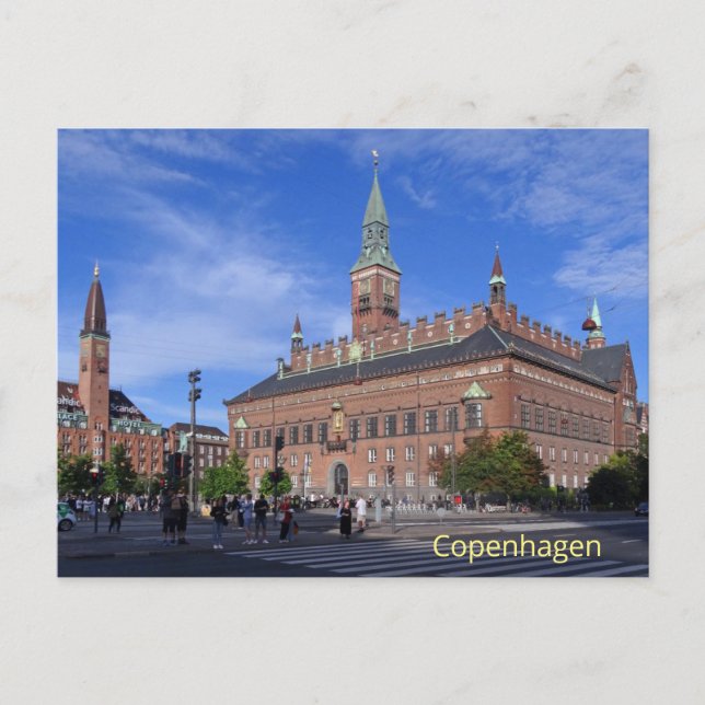 Kopenhagener Rathaus am sonnigen Sommertag Postkarte (Vorderseite)