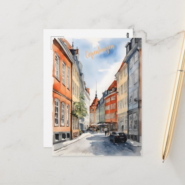 Kopenhagener Wasserfarbe Postkarte (Vorderseite/Rückseite Beispiel)