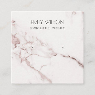 KOPER BLUSH PINK MARBLE STUDIE EARRING DISPLAY LOG QUADRATISCHE VISITENKARTE