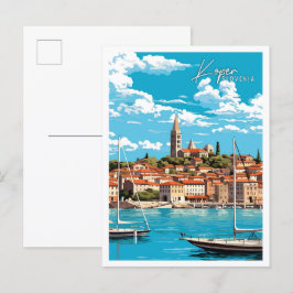 Koper Slovenije Vintage Illustration Postkarte
