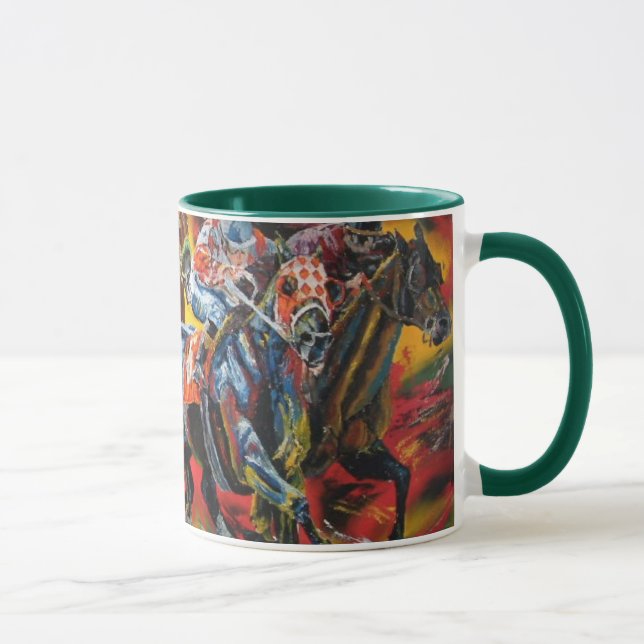 "Kopf-an-Kopf-" Rennpferde Tasse (Rechts)