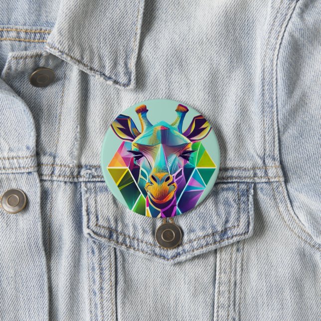 Kopf der farbenfrohen geometrischen Giraffe Button (Beispiel)