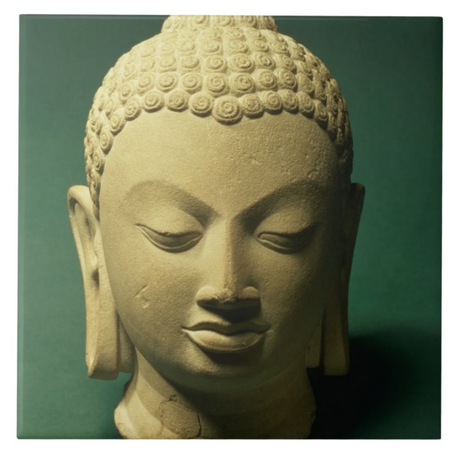 Kopf des Buddhas, Sarnath (Sandstein) Fliese (Vorderseite)