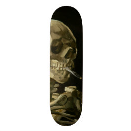 Kopf des Skeletts mit Zigarette durch Van Gogh Skateboard