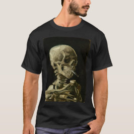 Kopf des Skeletts mit Zigarette durch Van Gogh T-Shirt