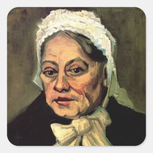 Kopf einer alten Frau mit weißer Kappe von Vincent Quadratischer Aufkleber