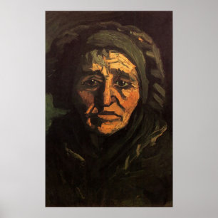 Kopf einer Bäuerin mit Spitzenkappe von Vincent va Poster