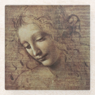 Kopf einer jungen Frau mit dem Tousled Haar oder, Glasuntersetzer