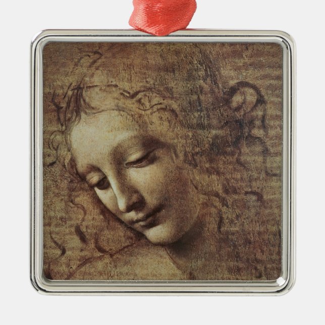Kopf einer jungen Frau mit dem Tousled Haar oder, Silbernes Ornament (Vorne)