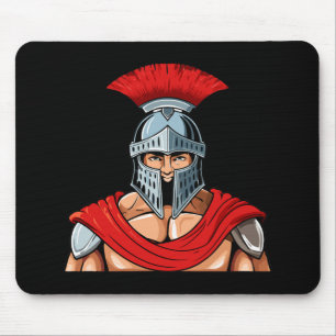 Kopf eines antiken Kriegers in Helm und Rüstung Mousepad