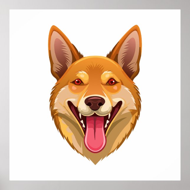 Kopf eines australischen Wildhundes Dingo Poster (Vorne)