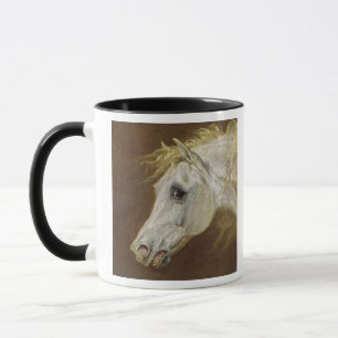 Kopf eines grauen arabischen Pferds (Öl auf Tasse