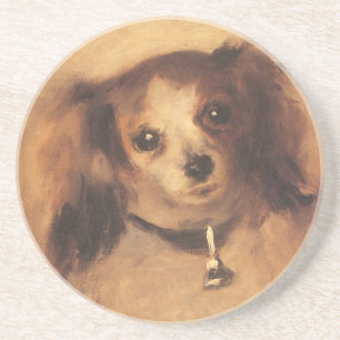 Kopf eines Hundes von Pierre Renoir, Vintage Fine  Sandstein Untersetzer
