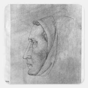 Kopf eines Mönchs, vom Vallardi Album Quadratischer Aufkleber
