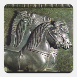 Kopf eines Pferdes aus einer Quadriga Quadratischer Aufkleber