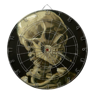 Kopf eines Skeletts mit einer brennenden Zigarette Dartscheibe