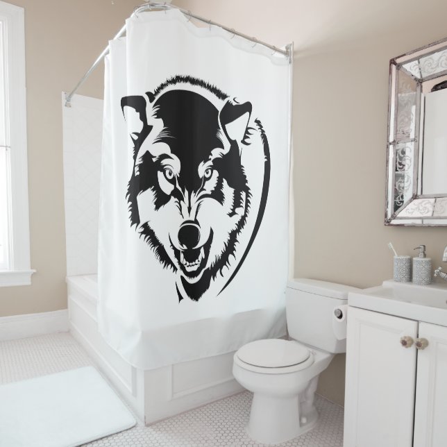 Kopf eines Wolfes Duschvorhang (Beispiel)