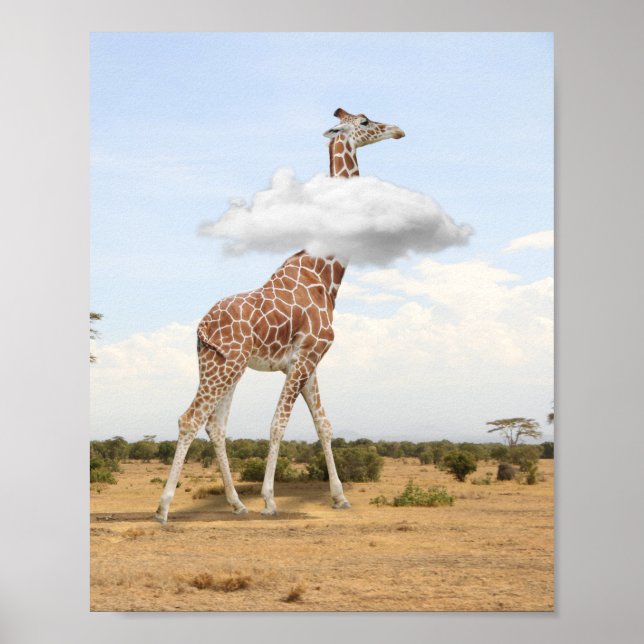 Kopf in Clouds Giraffe Poster (Vorne)