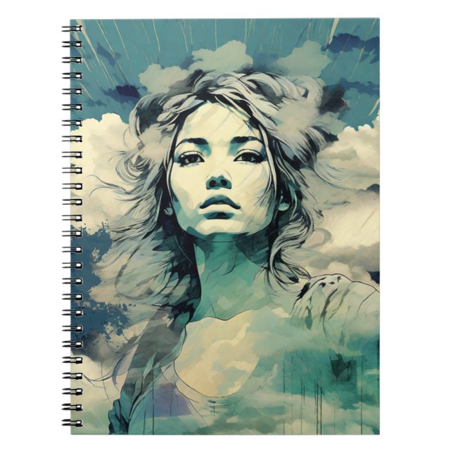 Kopf in Clouds Notebook Journal Notizblock (Vorderseite)