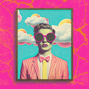 Kopf in der Clouds Surreal Collage Art Poster