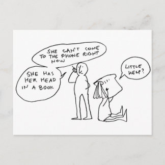 Kopf in einem Buch Postkarte