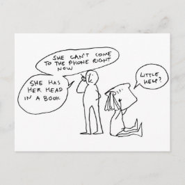 Kopf in einem Buch Postkarte