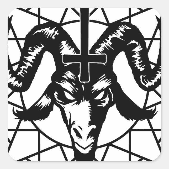 Kopf mit Chaos Star (schwarz) Quadratischer Aufkleber (Vorderseite)