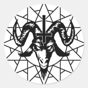 Kopf mit Chaos-Stern (Schwarzes) Runder Aufkleber