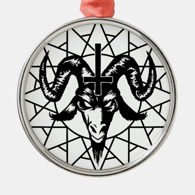 Kopf mit Chaos-Stern (Schwarzes) Silbernes Ornament (Vorne)