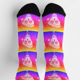 KOPF SANTA SKULL, CHRISTMAS SKELETON RAINBOW SOCKEN