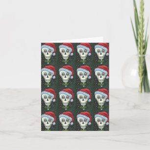 KOPF SANTA SKULL, CHRISTMAS SKELETON SPASS FEIERTAGSKARTE