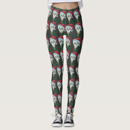 KOPF SANTA SKULL, CHRISTMAS SKELETON SPASS LEGGINGS