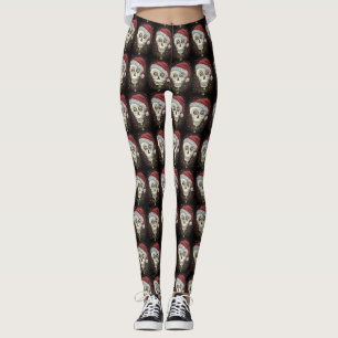 KOPF SANTA SKULL, CHRISTMAS SKELETON SPASS LEGGINGS