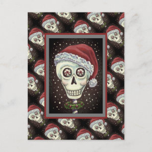 KOPF SANTA SKULL, CHRISTMAS SKELETON SPASS POSTKARTE