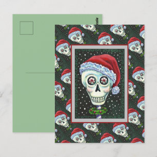 KOPF SANTA SKULL, CHRISTMAS SKELETON SPASS POSTKARTE
