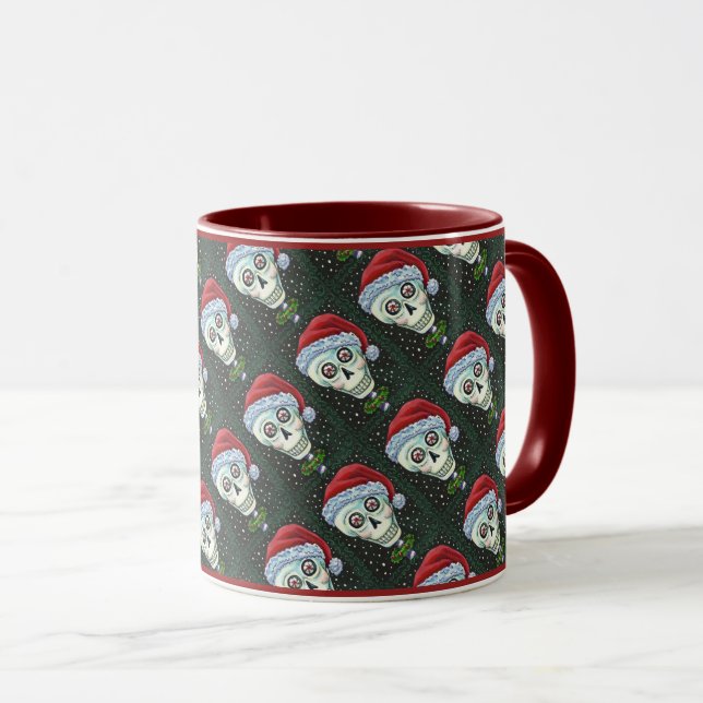 KOPF SANTA SKULL, CHRISTMAS SKELETON SPASS TASSE (VorderseiteRechts)