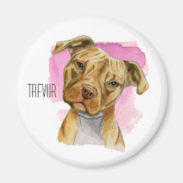 Kopf Tilt Pit Bull Dog Aquarellmalerei Magnet