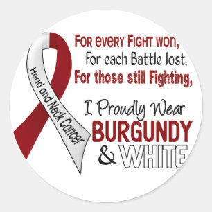 Kopf-u. Hals-Krebs trage ich stolz Burgunder-Weiß Runder Aufkleber
